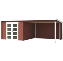 Abri de jardin en bois avec auvent et porte double