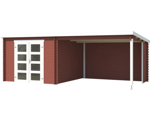 Abri de jardin en bois avec auvent et porte double