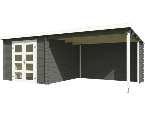 Abri de jardin avec espace couvert en bois