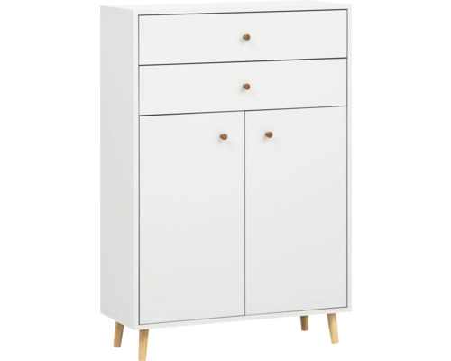 Armoire blanche avec deux tiroirs et deux portes