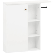 Armoire suspendue blanche avec une porte et trois étagères ouvertes