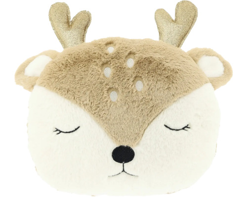 Coussin décoratif renne peluche 35x30 cm Coussin tête de cerf, peluche avec bois