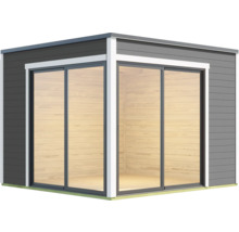 Abri de jardin avec portes coulissantes en verre