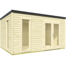 Abri de jardin en bois avec double porte et porte simple