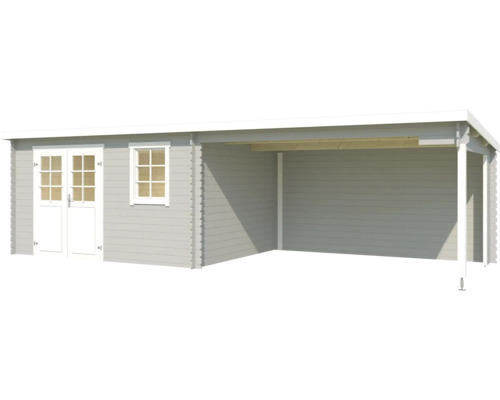 Abri de jardin en bois avec abri voiture et fenêtre