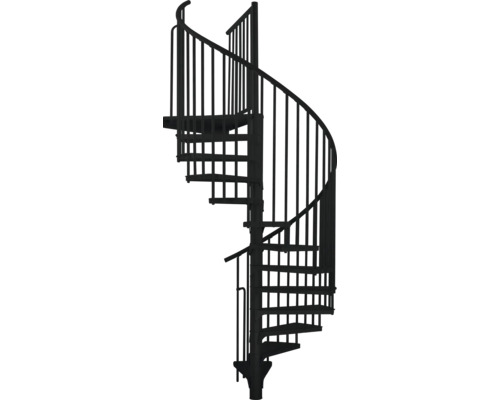 Pertura Spindeltreppe Stahl feuerverzinkt Stahl pulverbeschichtet Ø 120 cm Schwarz 12 Stück Stufen - 13 Steigungen Wendeltreppe aus Metall