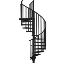 Wendeltreppe aus Metall mit Geländer