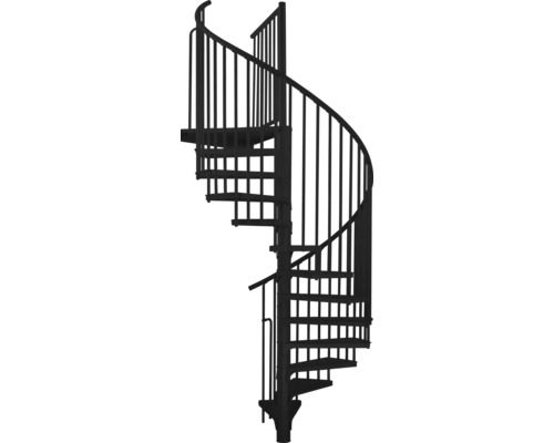 Pertura Spindeltreppe Stahl feuerverzinkt Stahl pulverbeschichtet Ø 140 cm Schwarz 13 Stück Stufen - 14 Steigungen Wendeltreppe aus Metall