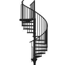 Spindeltreppe aus Metall mit Geländer