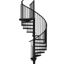 Wendeltreppe aus Metall mit Geländer
