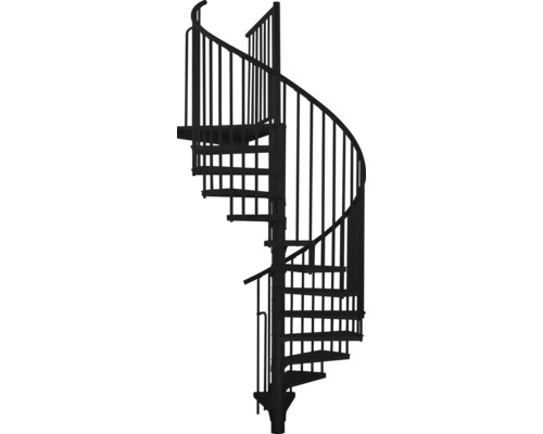 Wendeltreppe aus Metall mit Geländer