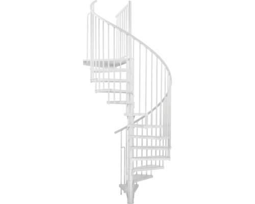 Pertura Spindeltreppe Stahl feuerverzinkt Stahl pulverbeschichtet Ø 120 cm Weiss 14 Stück Stufen - 15 Steigungen Wendeltreppe aus Metall