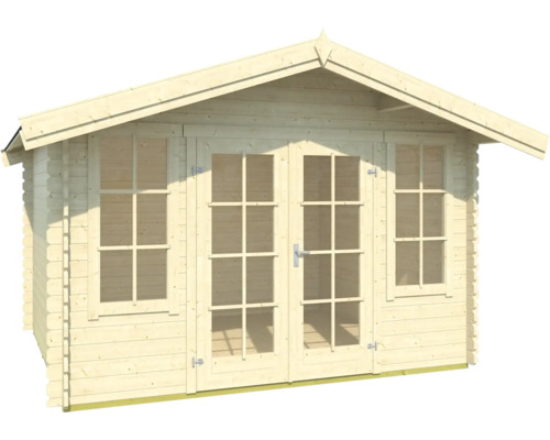 Abri de jardin en bois avec double porte et fenêtres