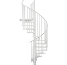 Wendeltreppe aus Metall mit Geländer