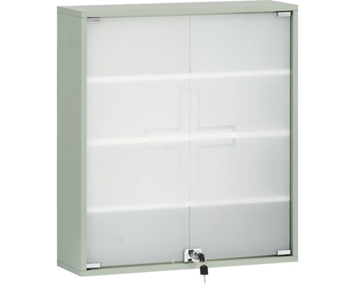 Armoire à pharmacie Möbelpartner Bjarne lxhxp 64.2 x 71.4 x 19.6 cm pistache Armoire à pharmacie avec portes en verre et serrure