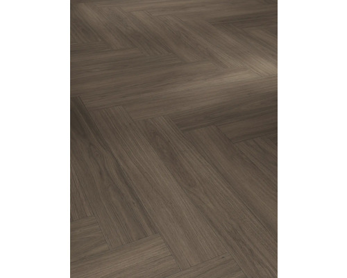 Designboden 9.0 Eiche Artem. Kaffebar 840 x 140 x 9 mm Verlegung von Laminatboden im Fischgrätmuster