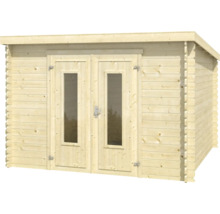 Abri de jardin en bois avec double porte et fenêtres