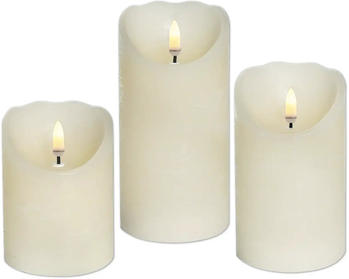 LED Kerzenset Lafiora Glas mit Wachskerze 3er-Set mit Touch-Ein/Aus Funktion Drei LED-Echtwachskerzen mit flackerndem Licht