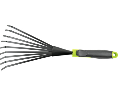 Râteau de jardin en métal avec manche