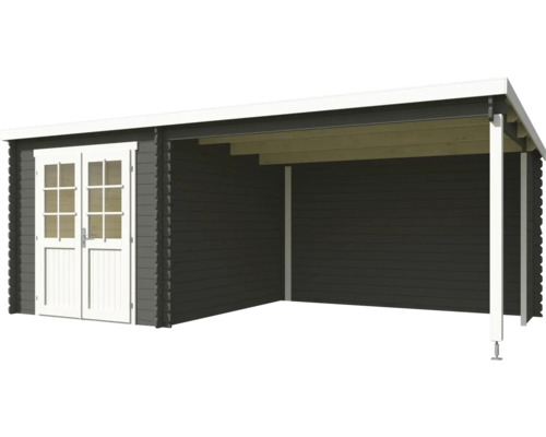 Abri de jardin en bois avec auvent et double porte