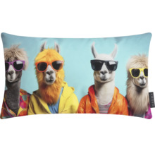 Dekokissen mit Alpakas mit Sonnenbrille und Jacke