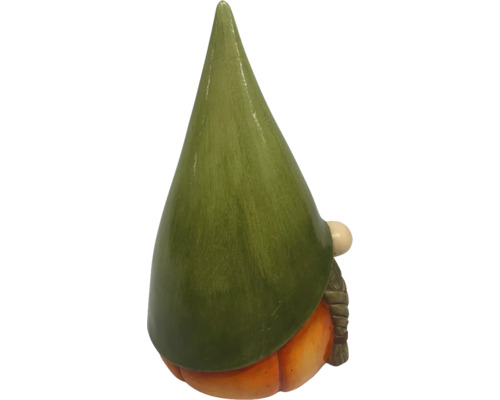 Nain de jardin sur citrouille avec bonnet pointu