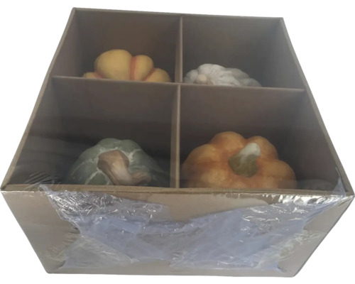 Dekokürbisse aus Keramik in Kartonverpackung mit vier Fächern
