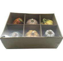 Citrouilles décoratives en lot de six dans une boîte en carton