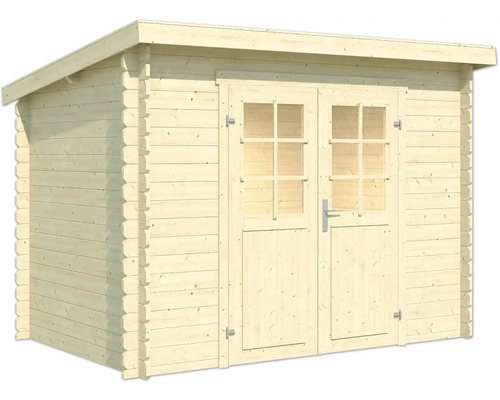 Abri de jardin en bois avec double porte et fenêtres