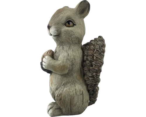 Dekorative Gartenfigur: stehendes Eichhörnchen mit Nuss