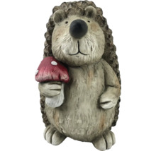 Dekorative Igel-Gartenfigur aus Kunststein mit Pilz