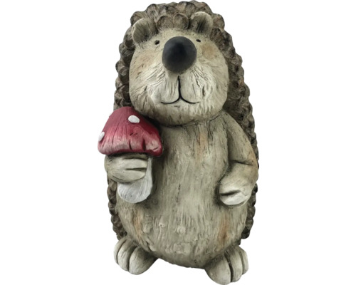 Dekorative Igel-Gartenfigur aus Kunststein mit Pilz