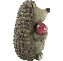 Dekofigur Igel mit Pilz für den Garten