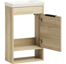 Meuble sous-lavabo avec compartiment ouvert et porte