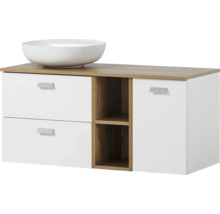 Waschtischunterschrank mit Aufsatzwaschbecken, Schubladen und Regalfächern