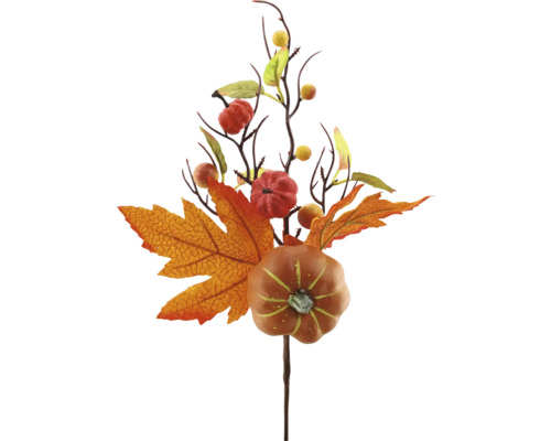 Dekorativer Herbststecker mit Kürbissen und Blättern
