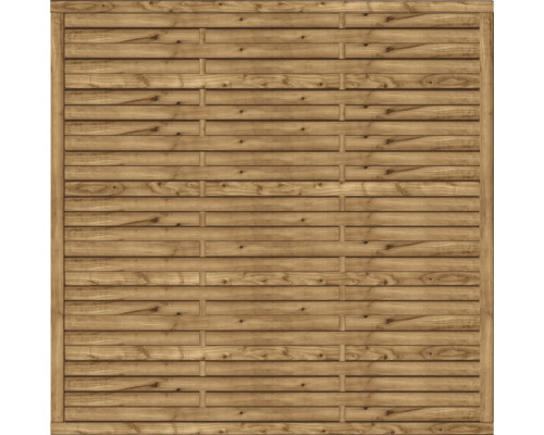 Elément principal clôture à lamelles 180x180 cm imprégné en autoclave brun Panneau de clôture en bois avec planches horizontales