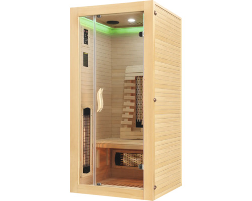 Infrarotsauna aus Holz mit Glastür