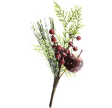 Branche décorative avec pomme et baies pour décorations de Noël