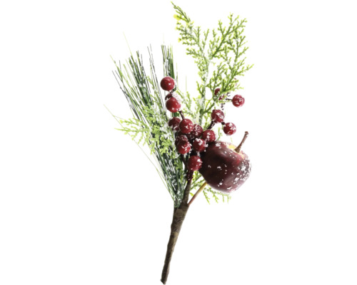 Branche décorative avec pomme et baies pour décorations de Noël