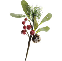 Branche décorative avec baies, pin et pomme de pin