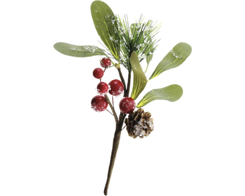 Branche décorative avec baies, pin et pomme de pin