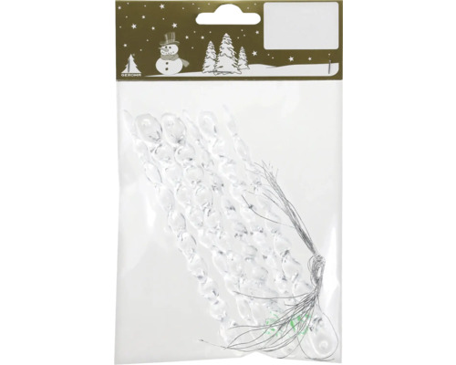 Verpackung mit durchsichtigen Eis-Zapfen zur Dekoration