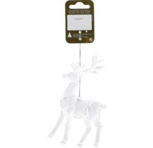 Pendentif renne transparent pour décoration sur une chaîne de couleur argent