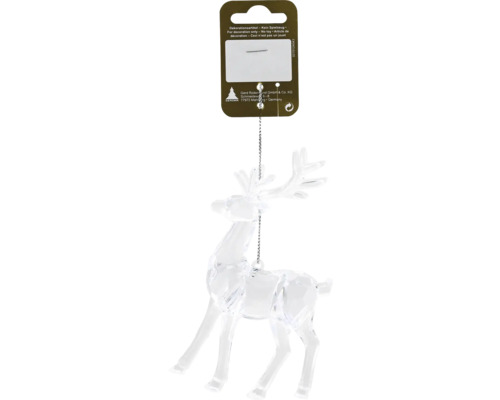 Pendentif renne transparent pour décoration sur une chaîne de couleur argent