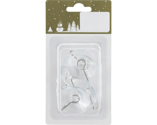 Ventouses avec crochets plastique Ø 4,2 cm transparent 6 pièces Ventouse avec crochet en blister