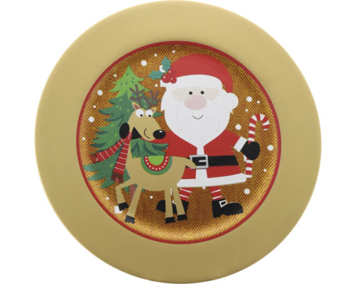 Assiette de Noël avec motifs Père Noël, renne et sapin de Noël