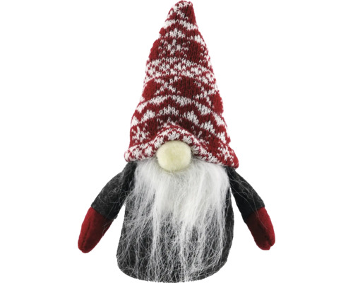 Figurine décorative gnome avec bonnet tricoté et barbe