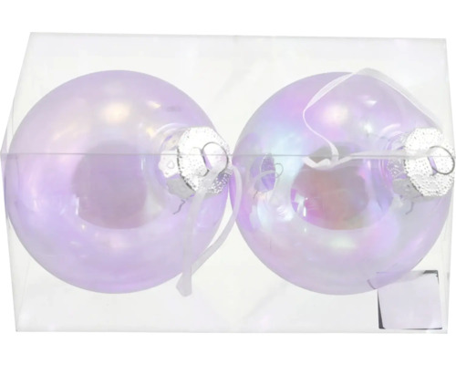 Christbaumkugeln aus Kunststoff Ø 8 cm 2 Stück lila Zwei transparente Christbaumkugeln im Paket