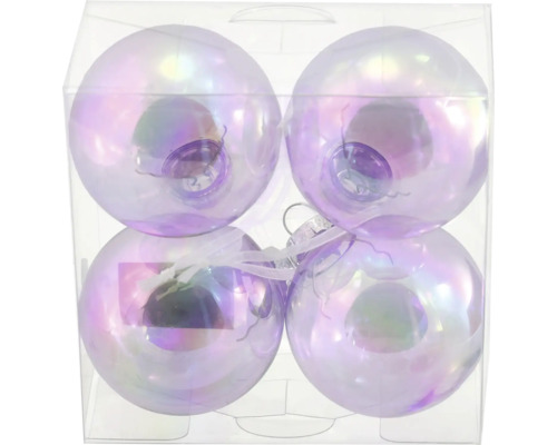 Christbaumkugeln aus Kunststoff Ø 6 cm 4 Stück lila Vier Christbaumkugeln im Karton